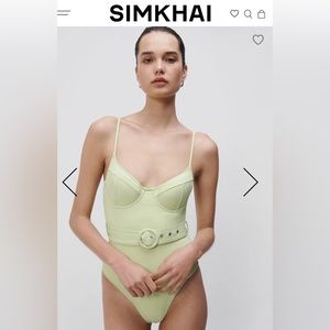 Jonathan Simkhai Noa Solid Belted Bustier One Piece Swimsuit Sz S